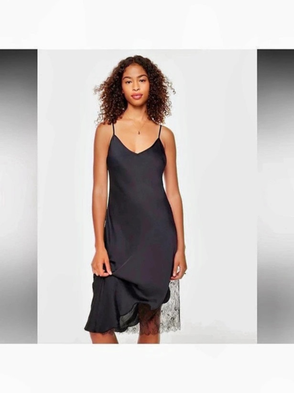 Wilfred Sonnet Satin Dress Black Lace Trim Size Medium